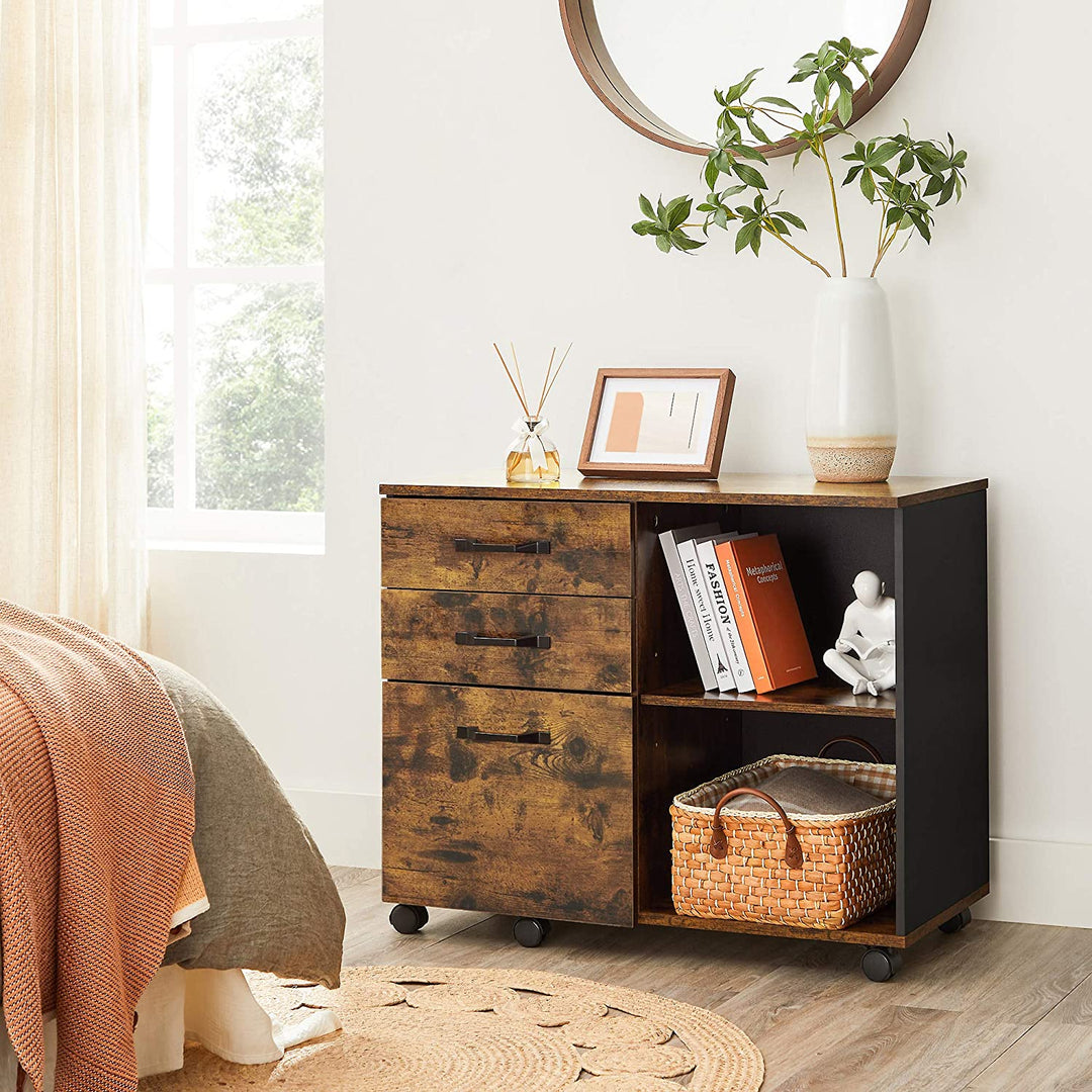 Brown File Cabinet with Storage Compartment