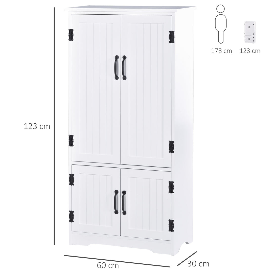 Accent Floor Storage Cabinet Kitchen Pantry with Adjustable Shelves and 2 Lower Doors, White