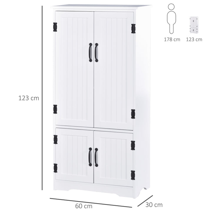 Accent Floor Storage Cabinet Kitchen Pantry with Adjustable Shelves and 2 Lower Doors, White