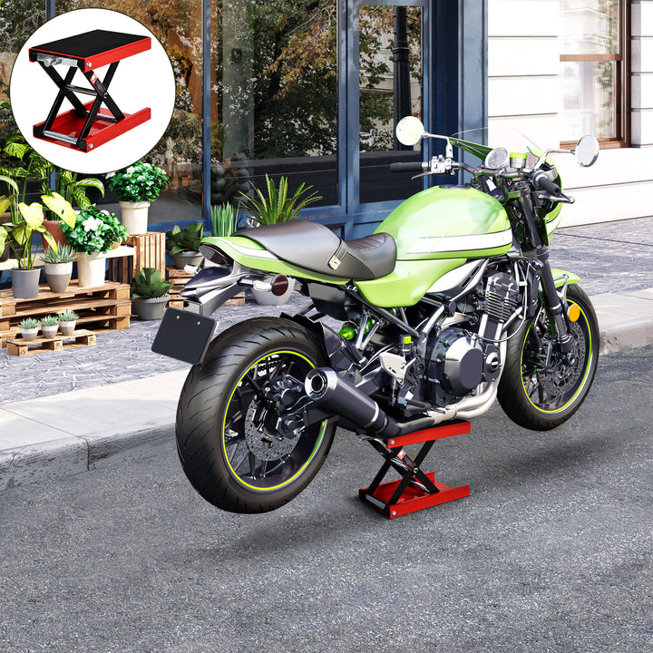 Steel Manual Repair Motorcycle Lift Platform Red