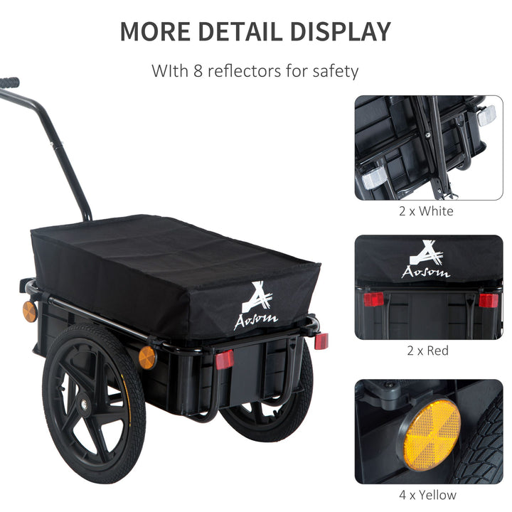 Bicycle Trailer Cargo Jogger Luggage Storage Stroller with Towing Bar - Black