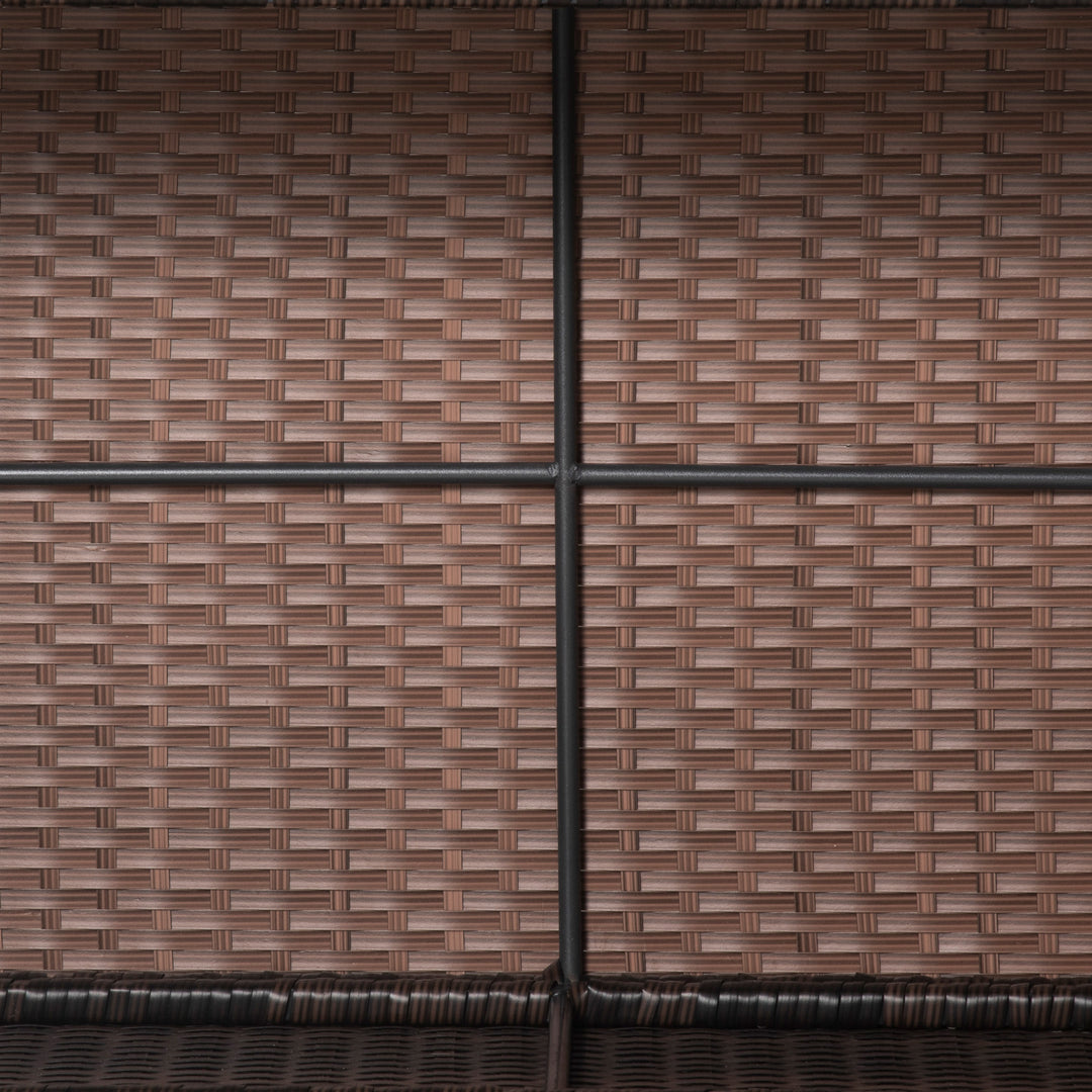 Rattan Garden Furniture Coffee Table Patio Tempered Glass (Mixed Brown)