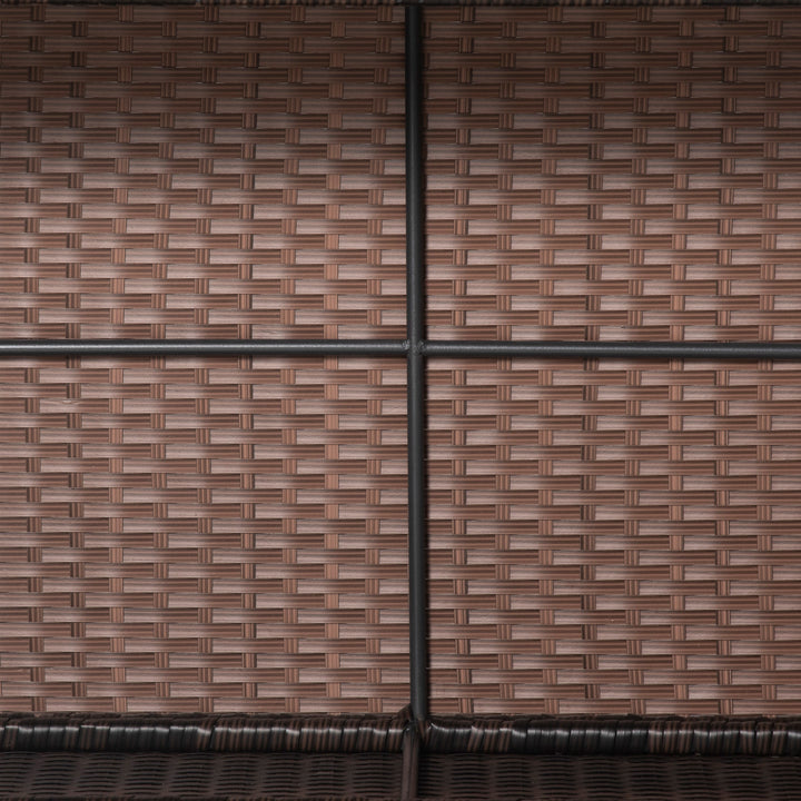 Rattan Garden Furniture Coffee Table Patio Tempered Glass (Mixed Brown)