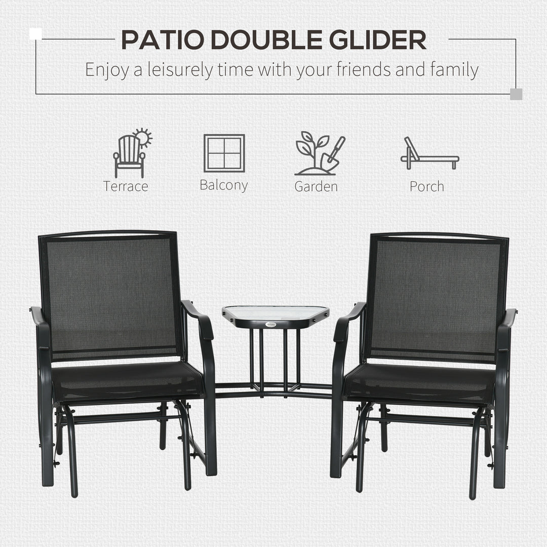 Garden Double Glider Rocking Chairs with Table