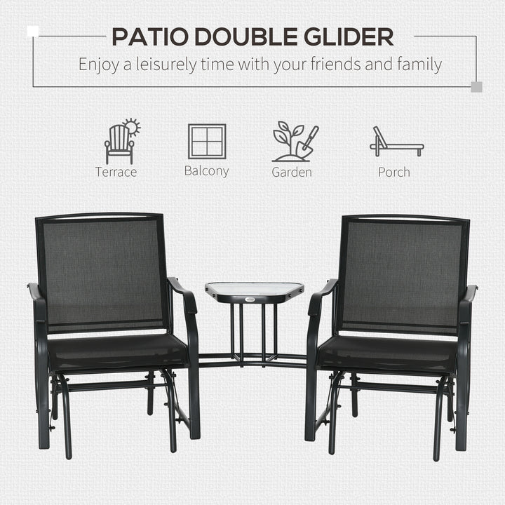 Garden Double Glider Rocking Chairs with Table