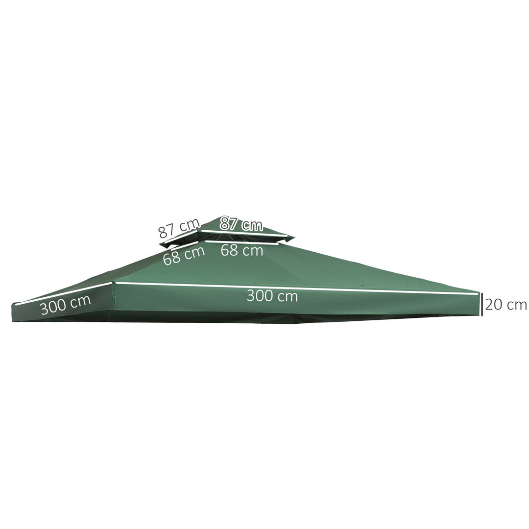 3 x 3 m Gazebo Top Cover Double Tier Canopy Replacement Pavilion Roof Dark Green