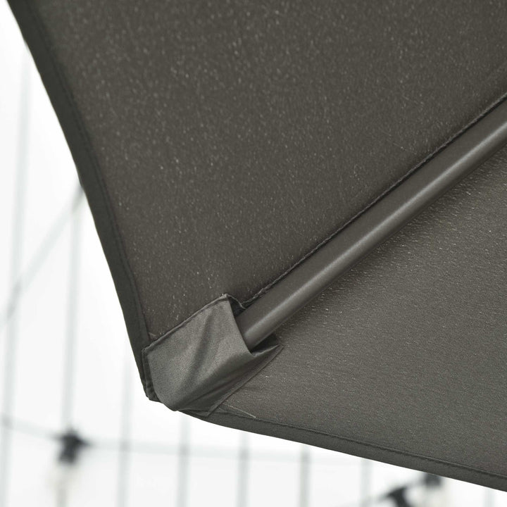 Outsunny 3(m) Patio Offset Parasol Roma Umbrella Cantilever Hanging Sun Shade Canopy Shelter 360° Rotation with Cross Base - Dark Grey