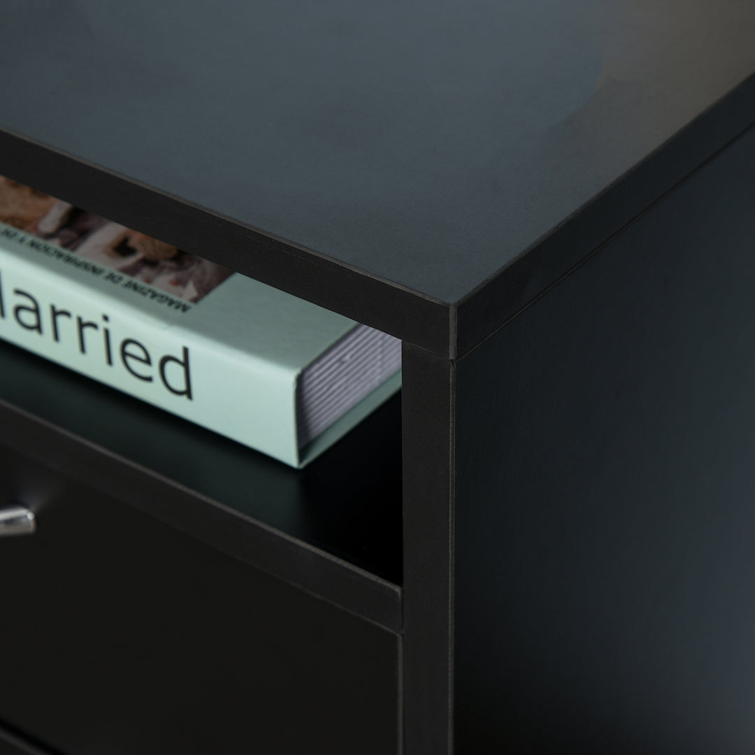 HOMCOM 60cm Storage Cabinet w/ Drawer Open Shelf Metal Handles 4 Wheels Office Home Organiser Mobile Printer Black