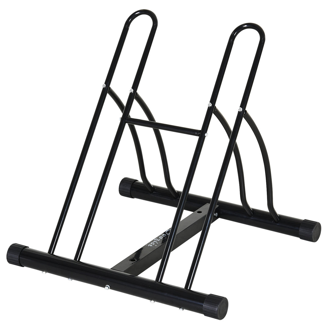 HOMCOM Steel Double-Sided Indoor Bike Rack Black
