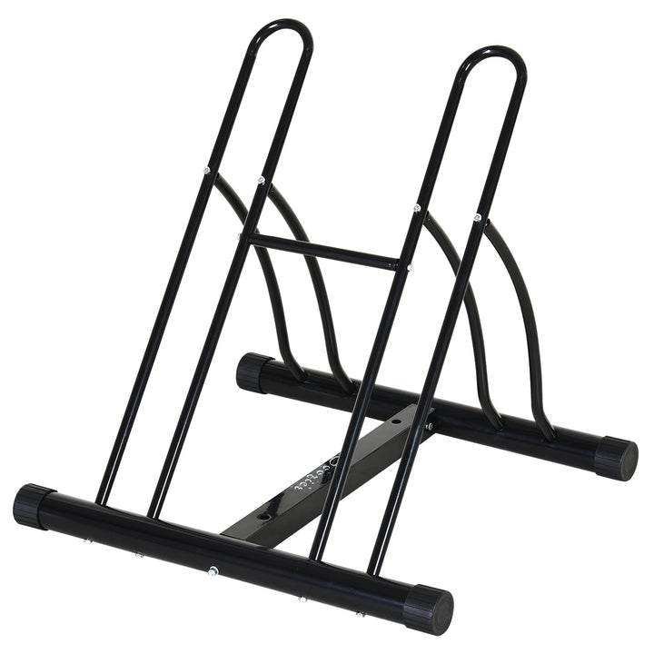 HOMCOM Steel Double-Sided Indoor Bike Rack Black