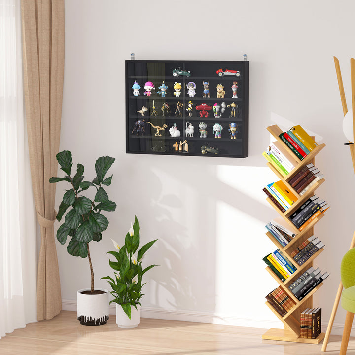 Particle Board 5-Tier Glass Door Display Cabinet Black