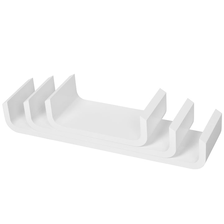 3 pcs U Shaped Floating Wall Shelves Set-White