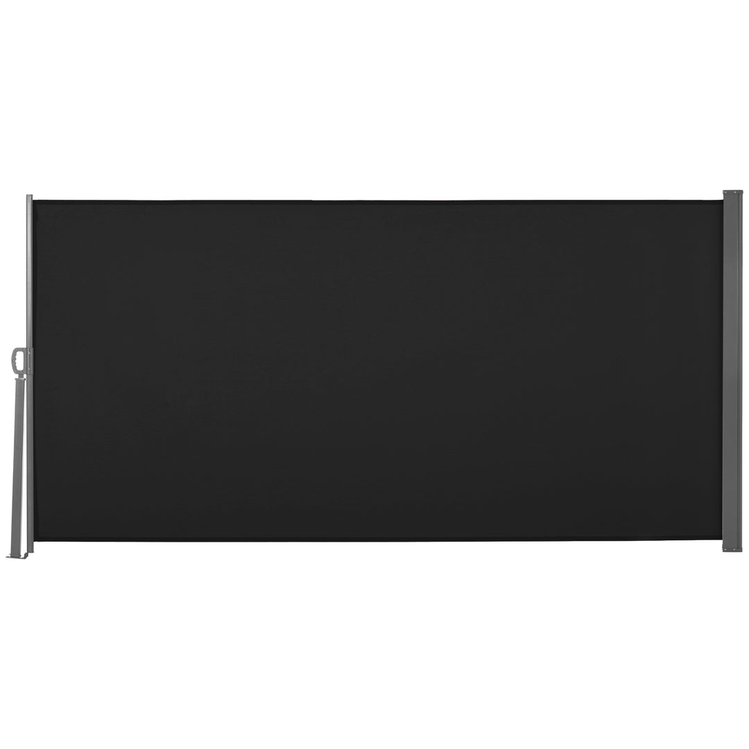 Retractable Side Awning Screen Fence Patio Garden Wall Balcony Screening Panel Outdoor Blind Privacy Divider (3x1.6M, Black)