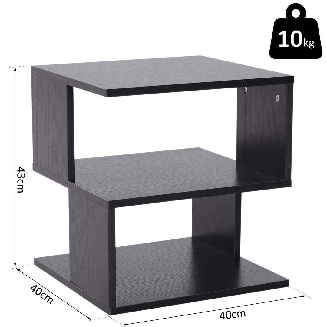 Modern Square 2 Tier Wood Coffee Side Table Storage Shelf Rack Living Room Black
