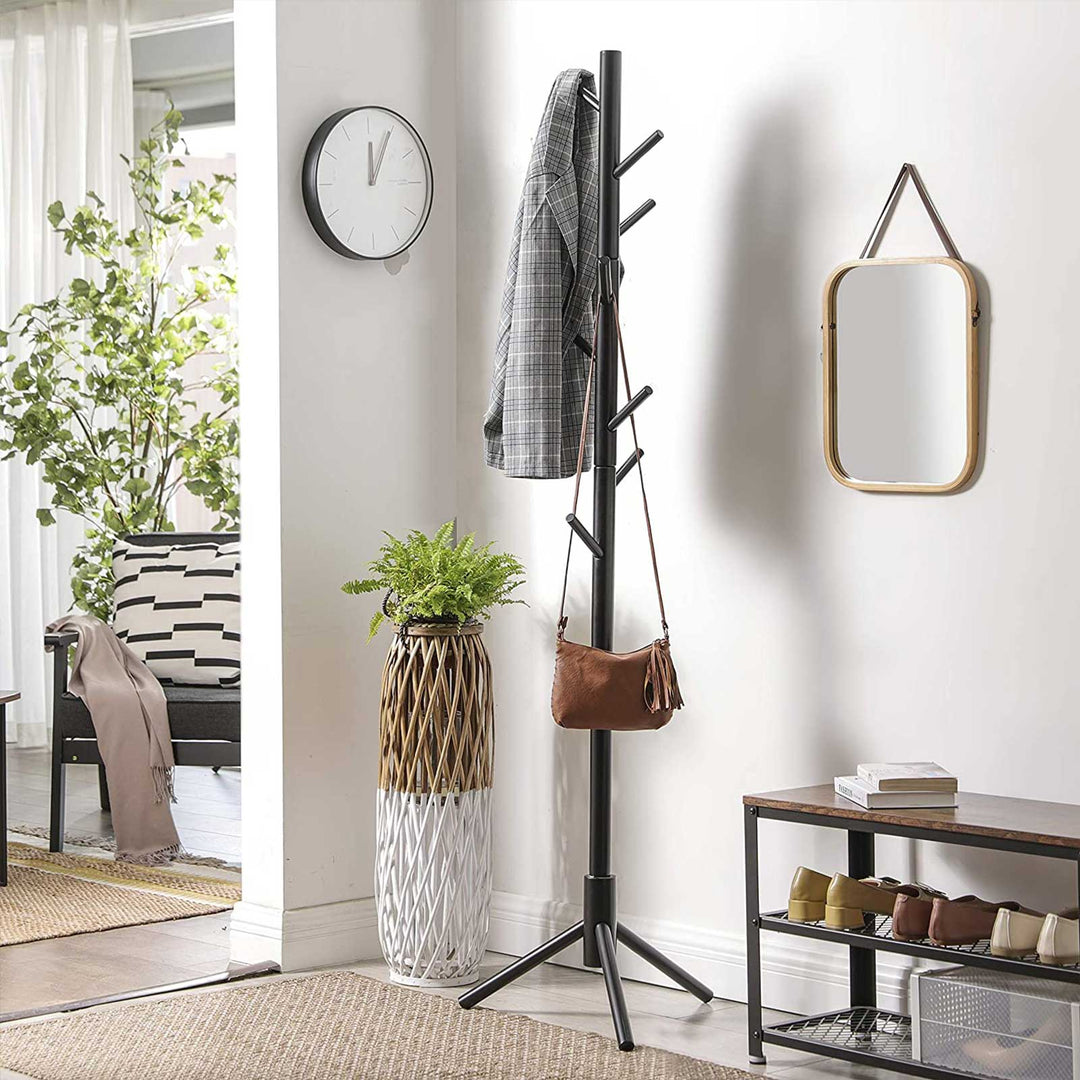 Black Free Standing Wood Coat Stand