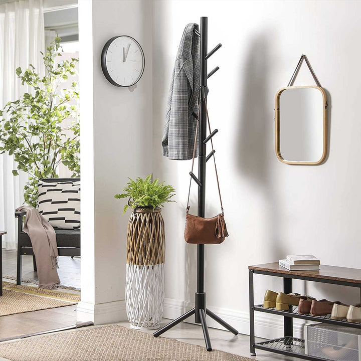 Black Free Standing Wood Coat Stand