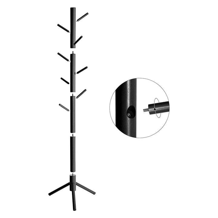 Black Free Standing Wood Coat Stand