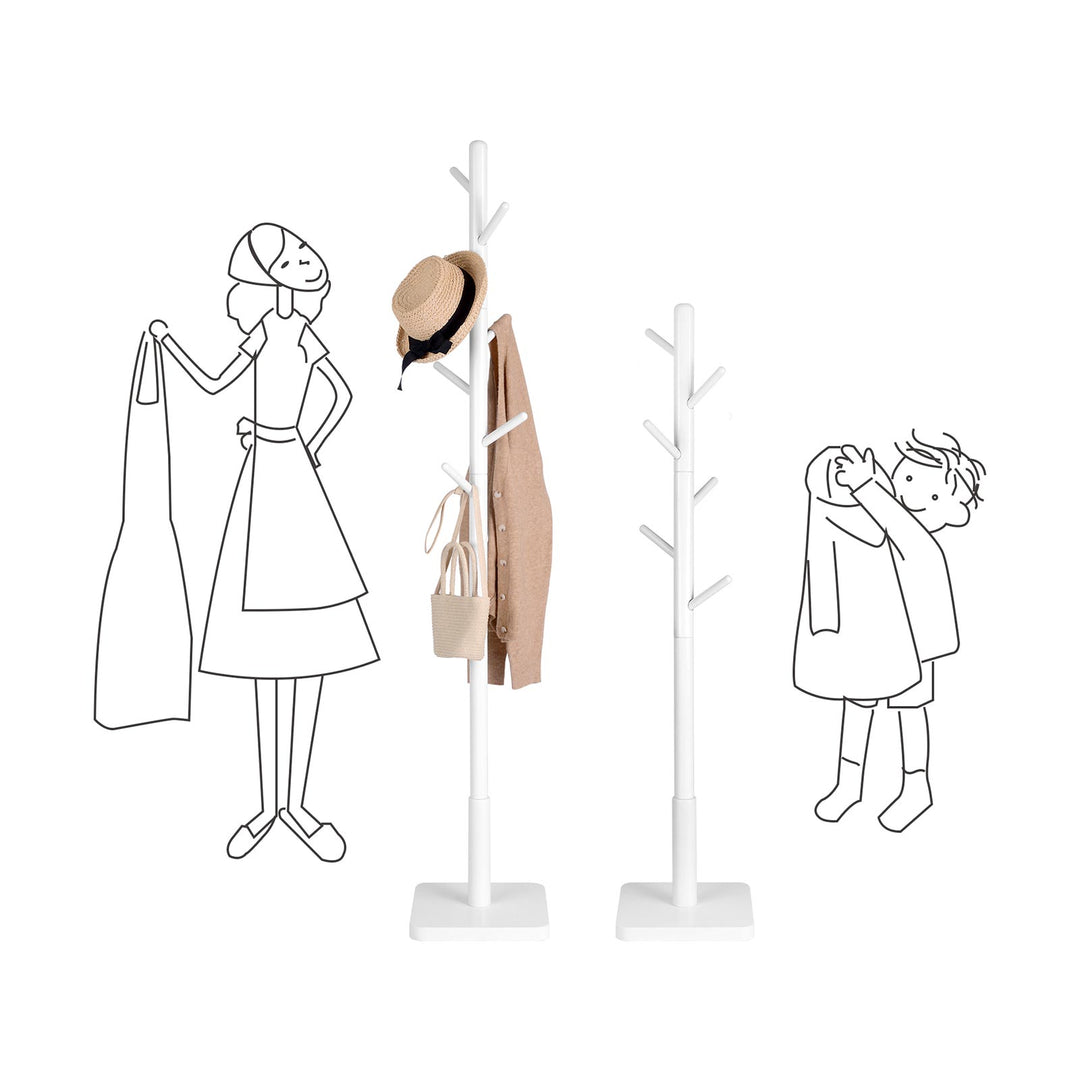 White Coat Stand with 8 Hooks