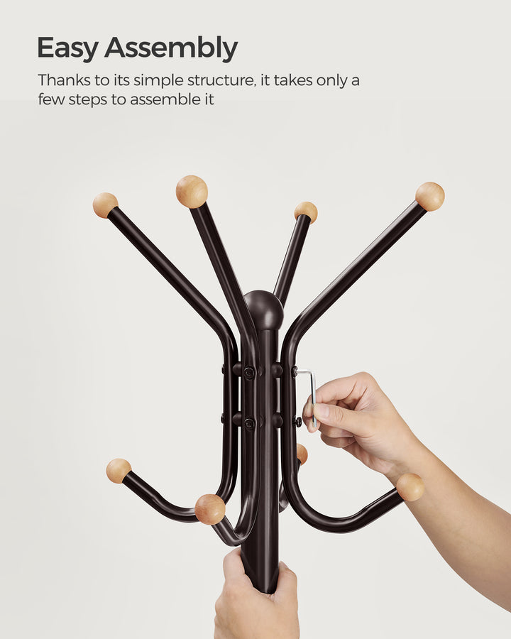 Coat Stand with 12 Hooks and 4 Legs