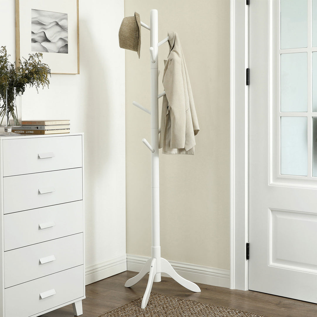 White Freestanding Coat Stand for Bedroom & Entryway