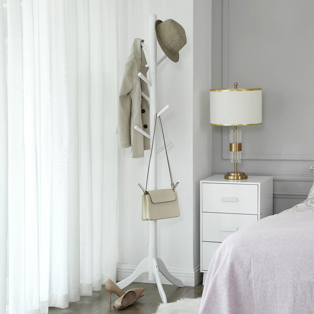 White Freestanding Coat Stand for Bedroom & Entryway