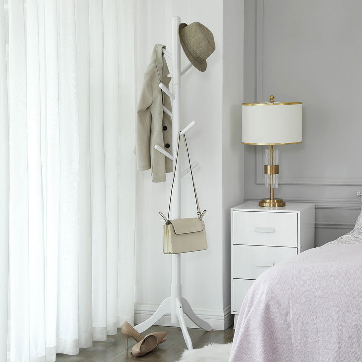 White Freestanding Coat Stand for Bedroom & Entryway