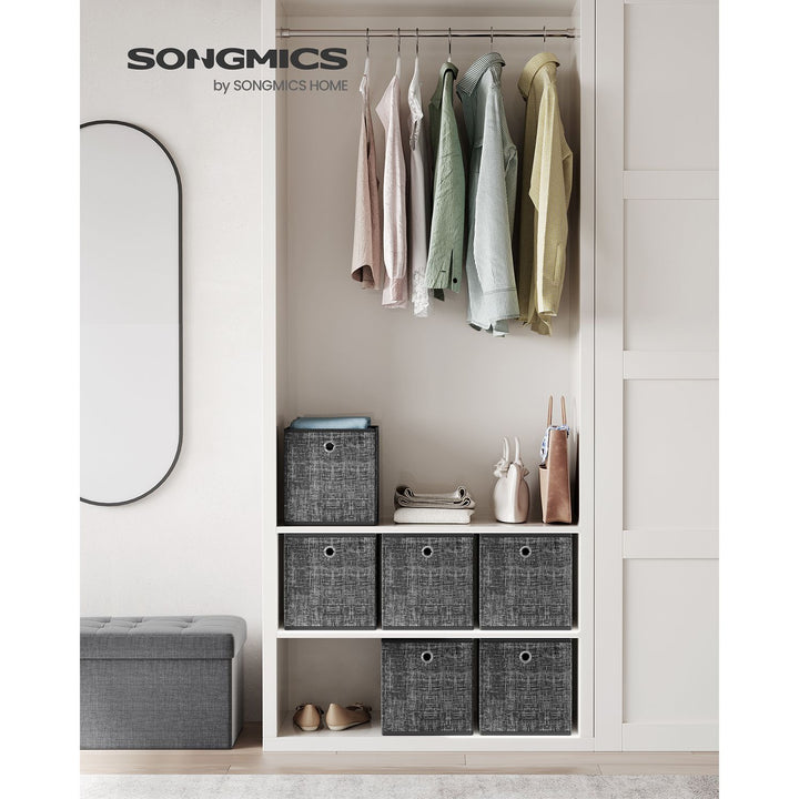 Set of 6 Storage Boxes Heathered Black