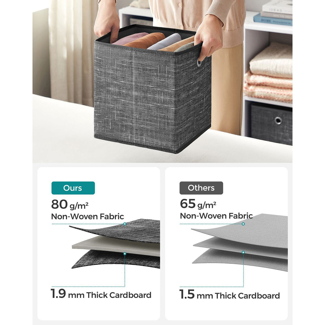 Set of 6 Storage Boxes Heathered Black