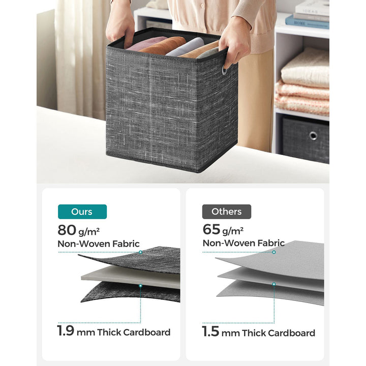 Set of 6 Storage Boxes Heathered Black