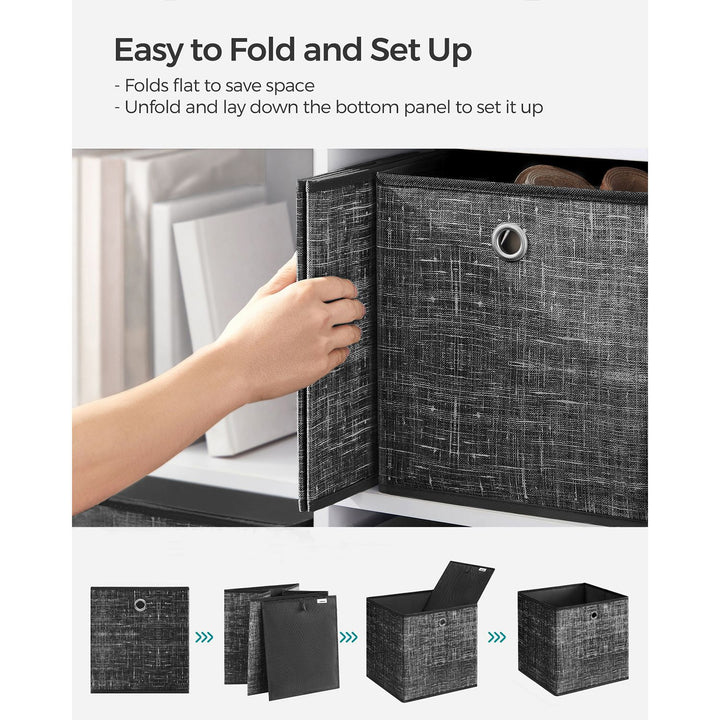 Set of 6 Storage Boxes Heathered Black