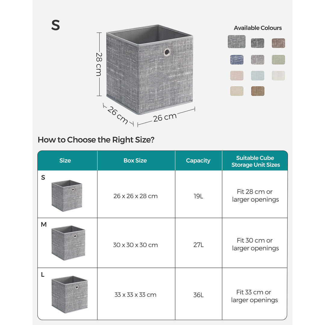 Set of 6 Storage Boxes Heathered Grey