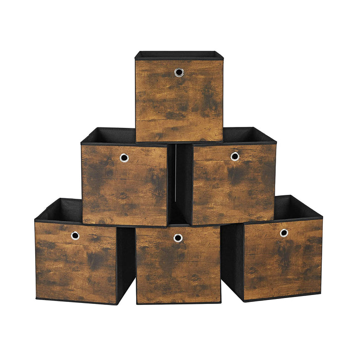 Set of 6 Brown & Black Folding Storage Box