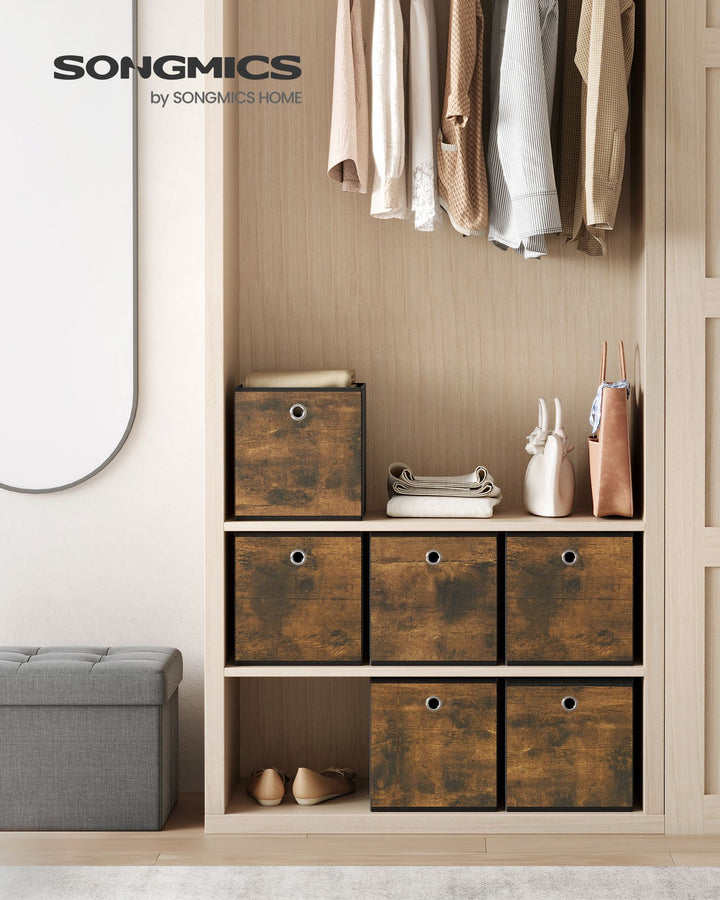 Set of 6 Foldable Storage Cubes with Handle 26 x 26 x 28 cm