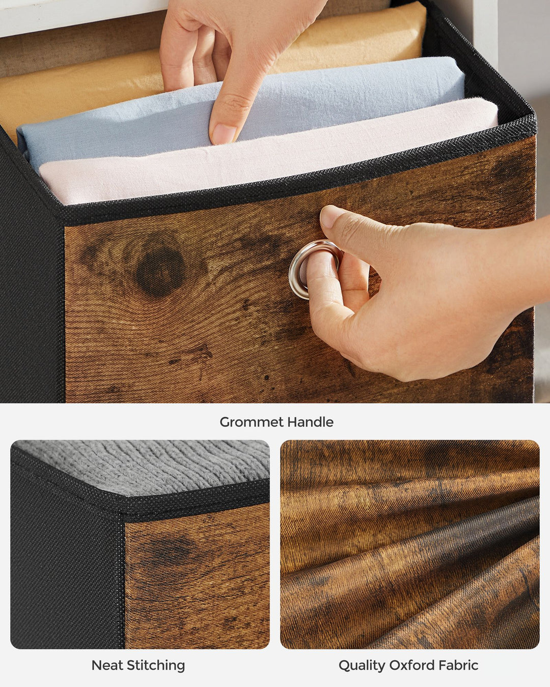 Set of 6 Foldable Storage Cubes with Handle 26 x 26 x 28 cm