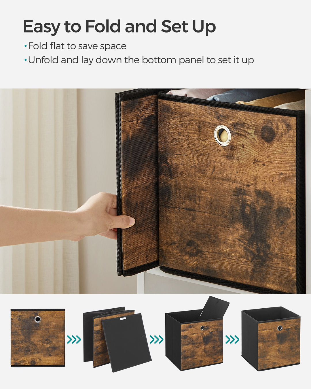 Set of 6 Foldable Storage Cubes with Handle 26 x 26 x 28 cm