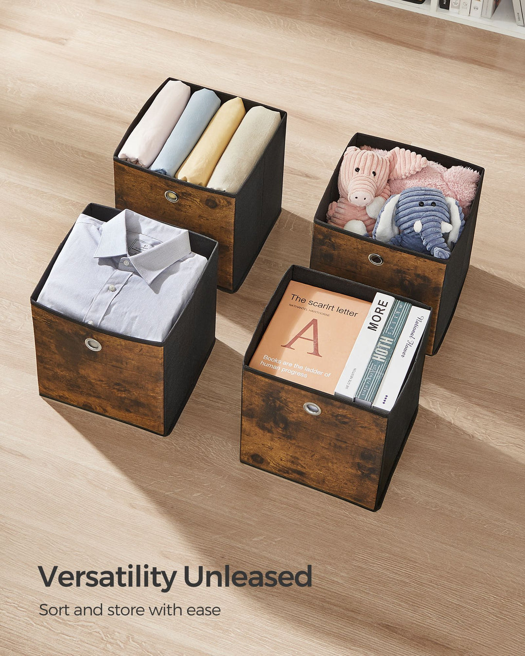 Set of 6 Foldable Storage Cubes with Handle 26 x 26 x 28 cm