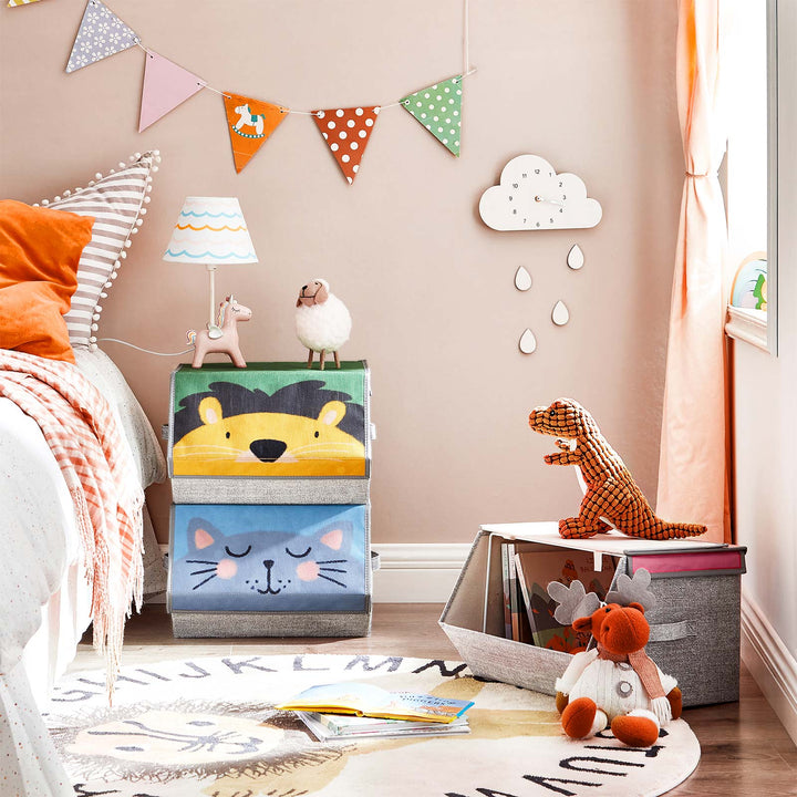 Set of 3 Stackable Toy Organiser Boxes with Lid