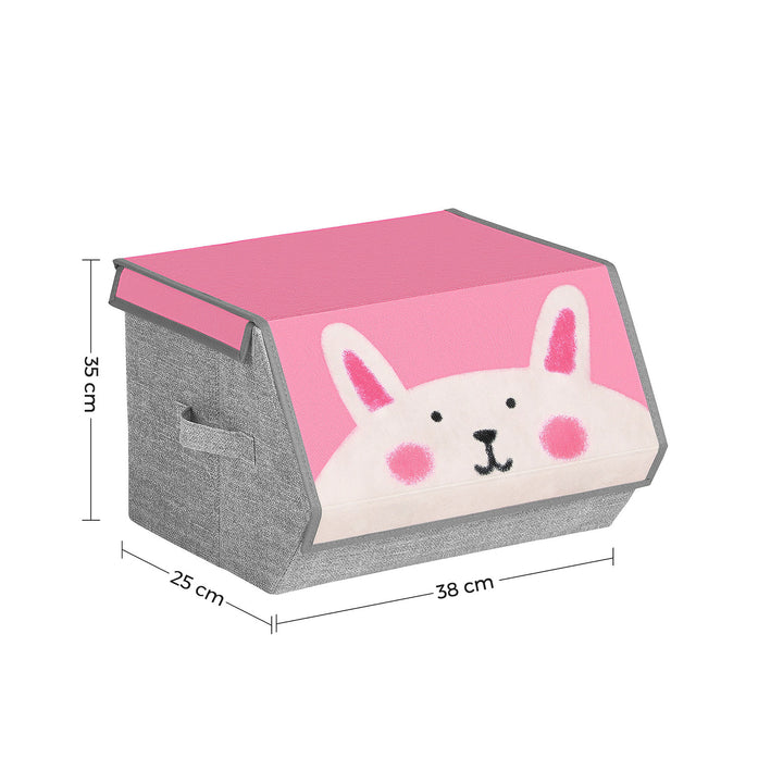 Set of 3 Stackable Toy Organiser Boxes with Lid