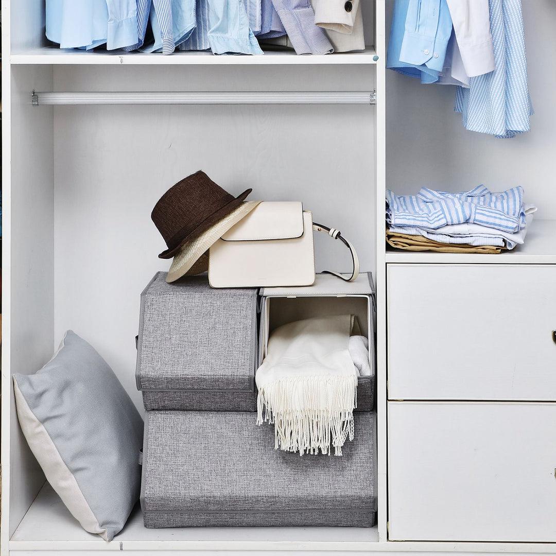 Set of 3 Stackable Storage Boxes with Lid