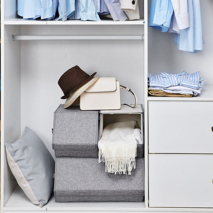 Set of 3 Stackable Storage Boxes with Lid