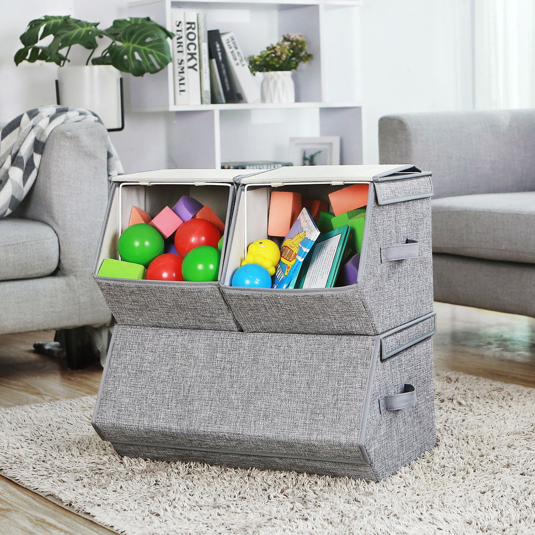 Set of 3 Stackable Storage Boxes with Lid