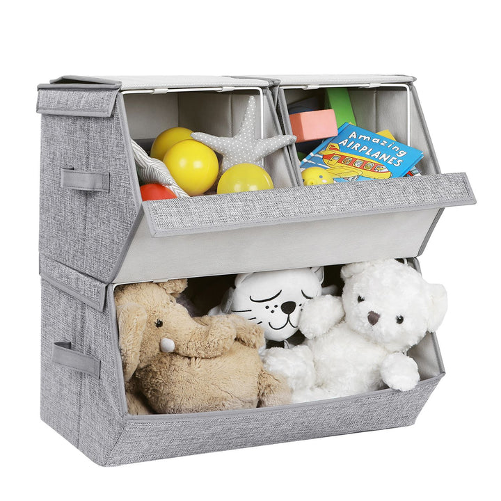 Set of 3 Stackable Storage Boxes with Lid