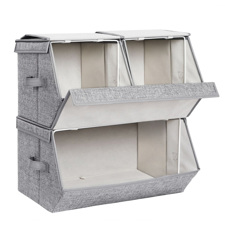 Set of 3 Stackable Storage Boxes with Lid
