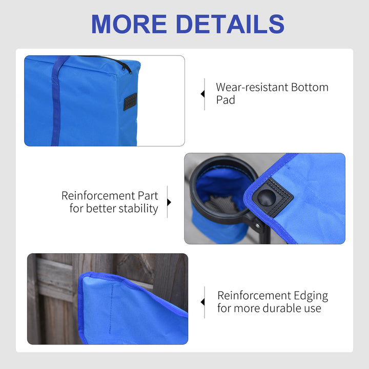 6 Seater Folding Sports Bench Outdoor Picnic Camping Portable Spectator Chair Steel Frame w/ Cup Holder & Carry Bag - Blue