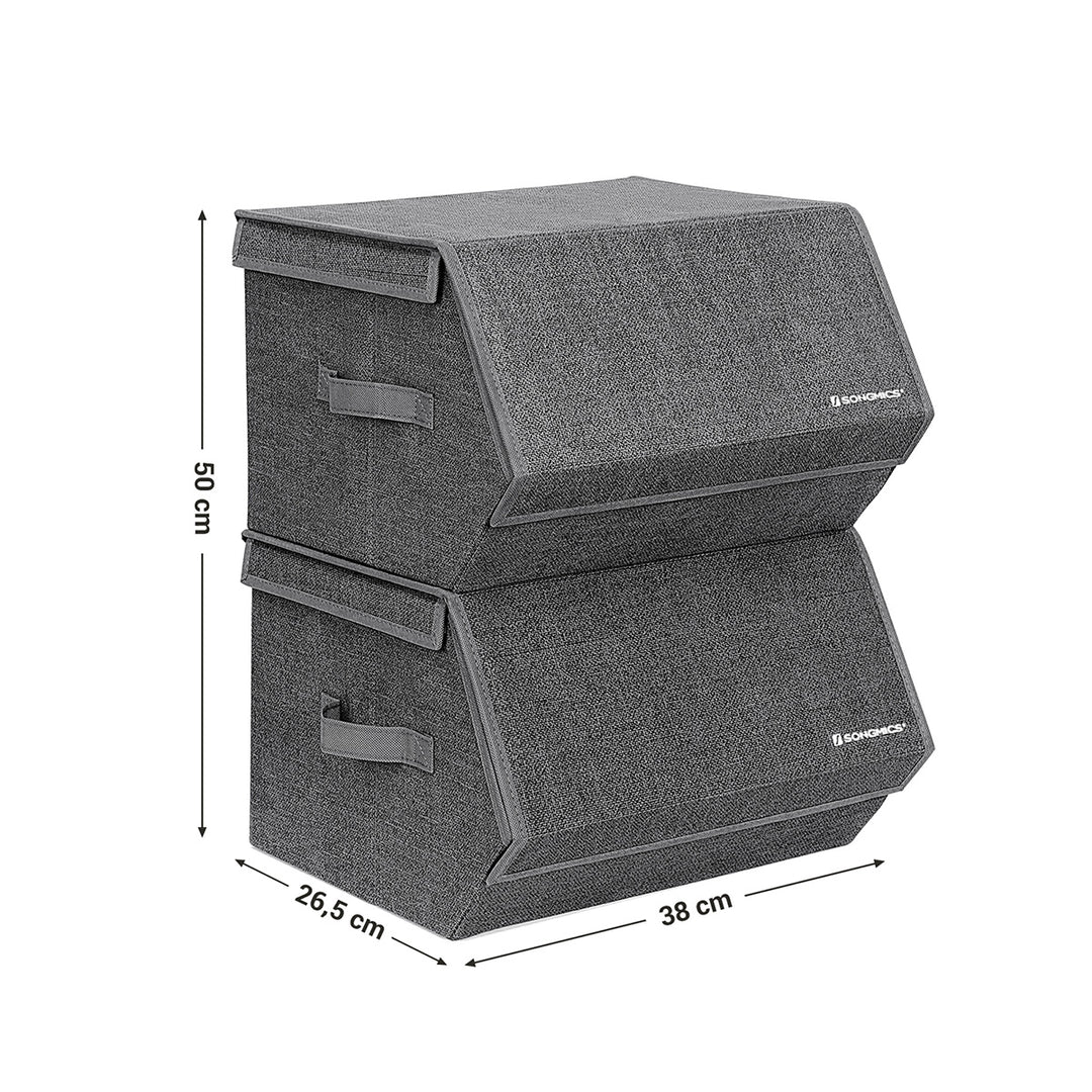 Set of 2 Grey Storage Boxes with Magnetic Hinged Lid