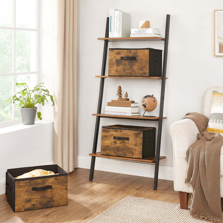 Set of 3 Brown Fabric Storage Boxes with Lid