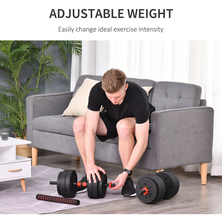HOMCOM 25kg 2 IN 1 Adjustable Dumbbells Weight Set, Dumbbell Hand Weight Barbell for Body Fitness, Lifting Training for Home, Office, Gym, Black