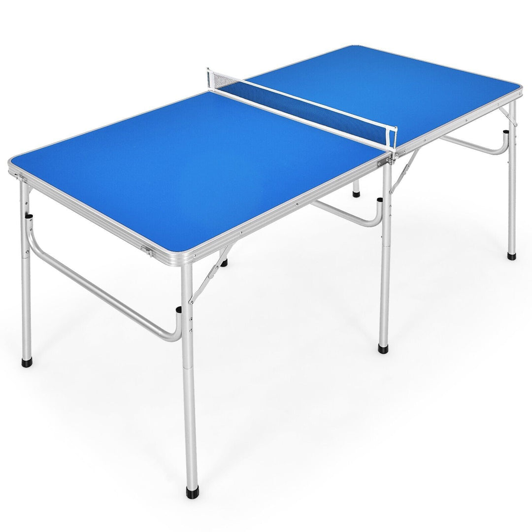 Portable Folding Table Tennis Table with 2 bats-Blue