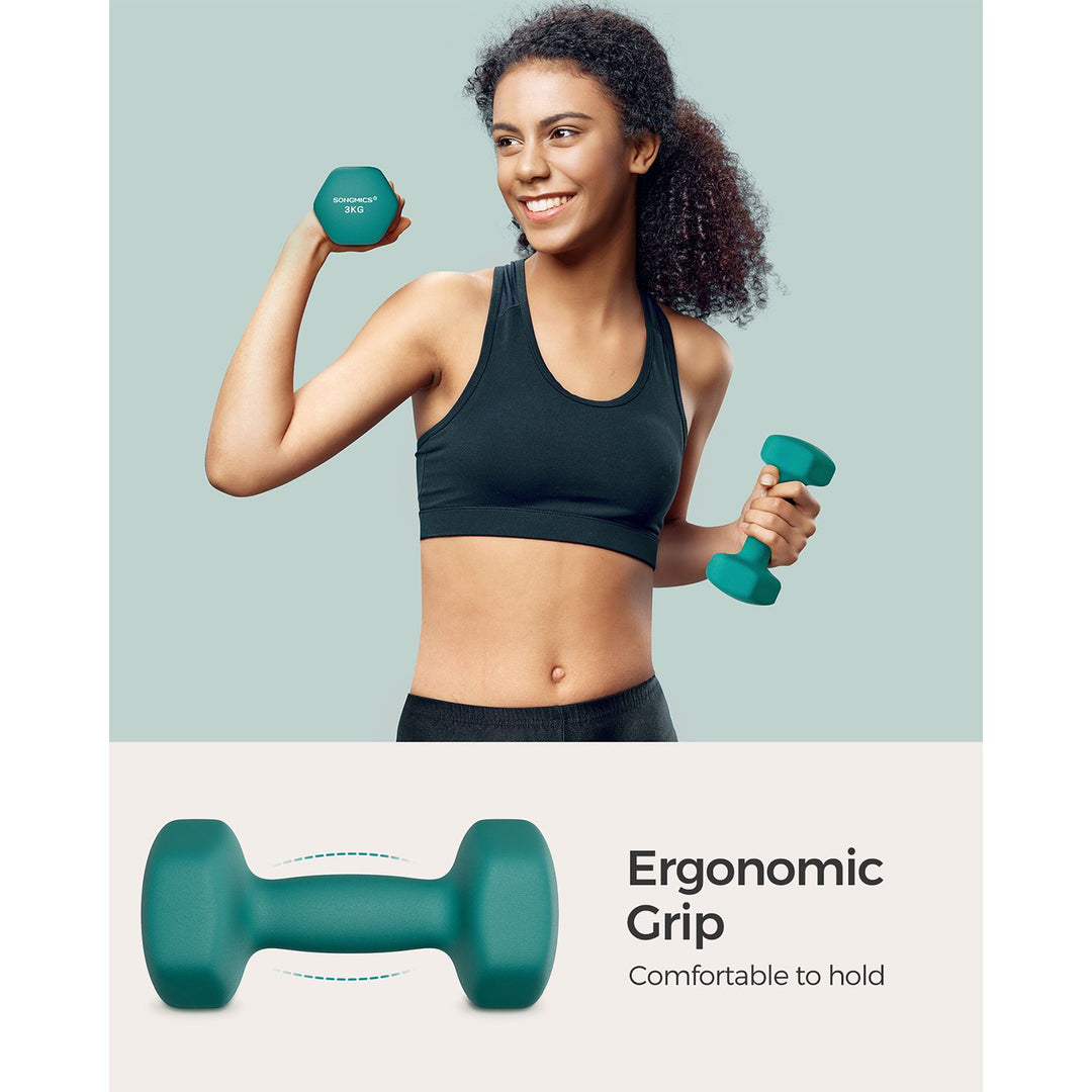 Set of 2 Dumbbells 2 x 3 kg Teal