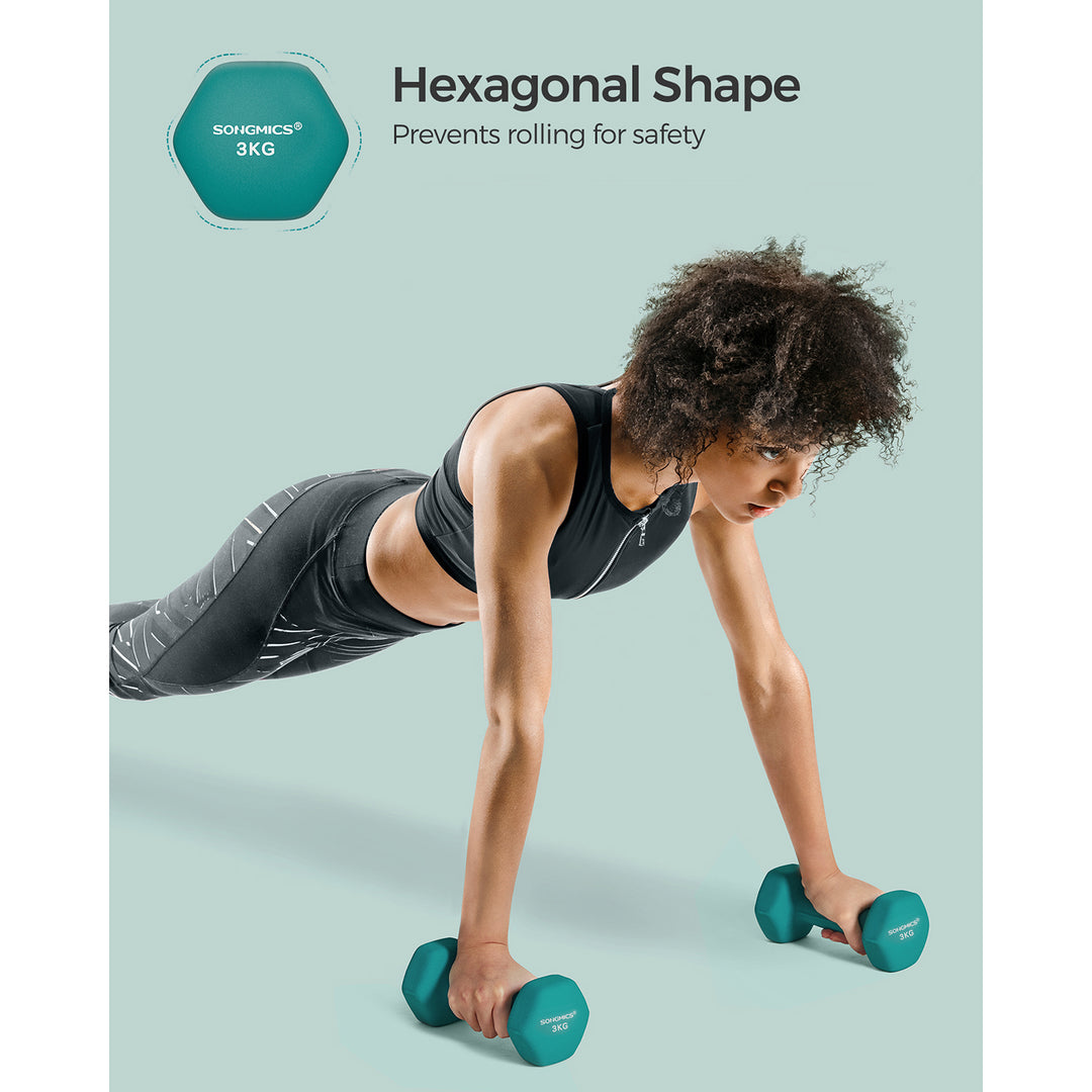 Set of 2 Dumbbells 2 x 3 kg Teal